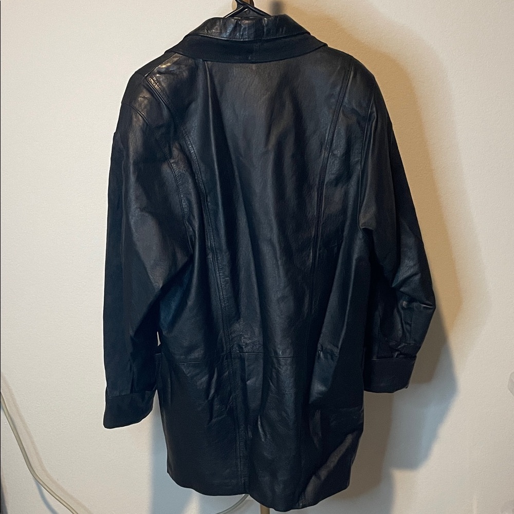 Margo’s Vintage Black Leather& Suede Double Breasted Oversized Coat women’s S - Picture 3 of 7